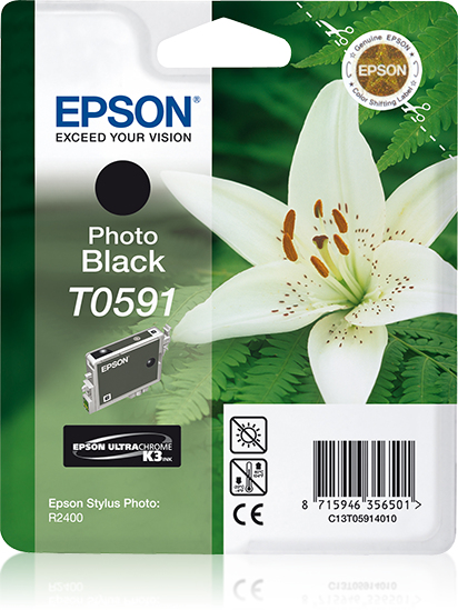 Epson Lily Singlepack Photo Black T0591 Ultra Chrome K3, Foto schwarz, Tinte auf Farbstoffbasis, 1 Stück(e)