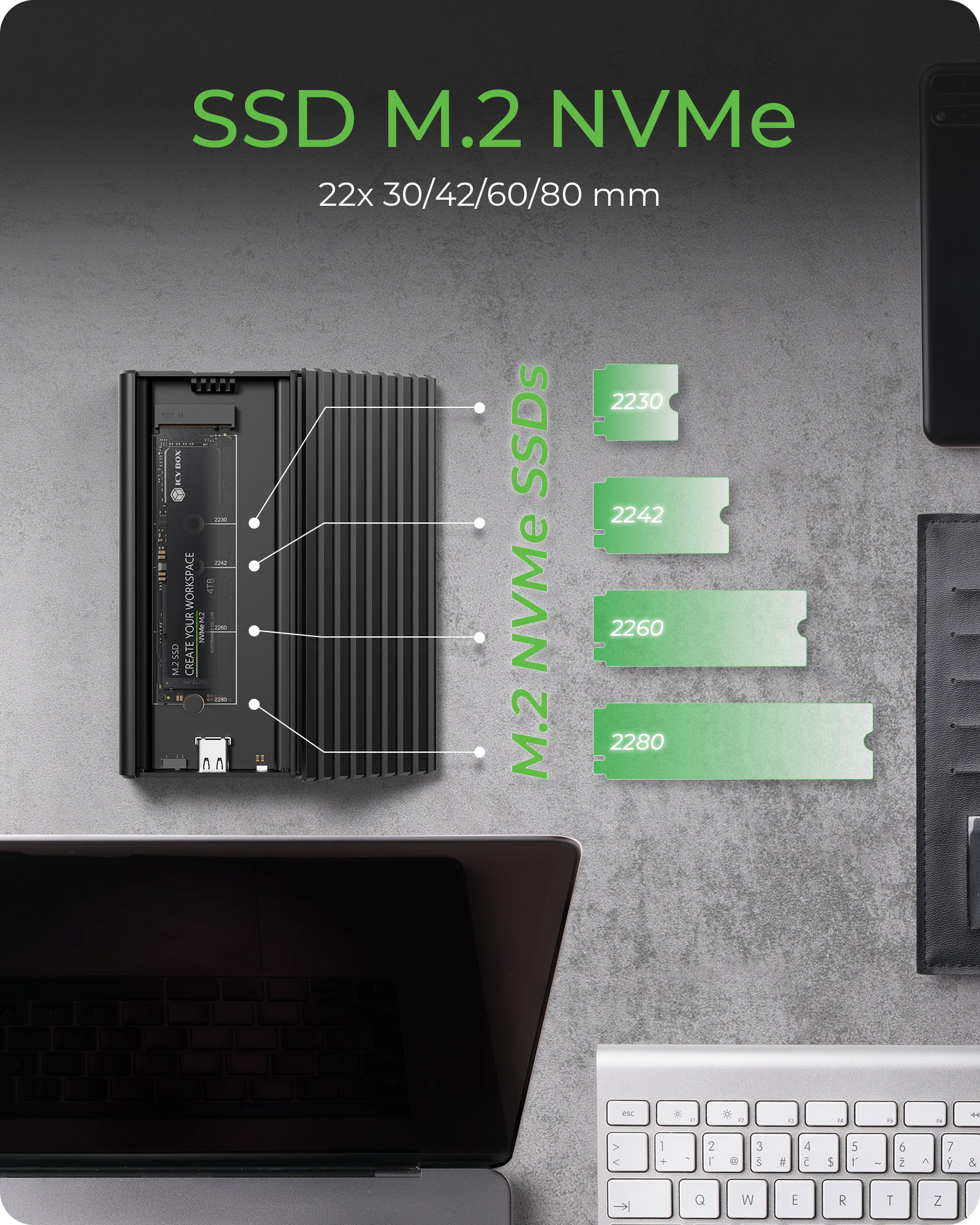 ICY BOX IB-1917M-C32a - Speichergehäuse - M.2 - M.2 NVMe Card / PCIe 4.0 (NVMe), Ansicht 4