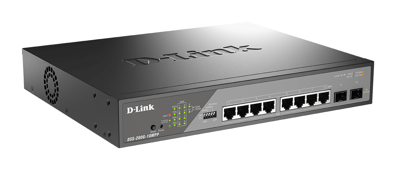 D-Link DSS 200G-10MPP - Switch - managed - 8 x 10/100/1000 (PoE), Ansicht 4