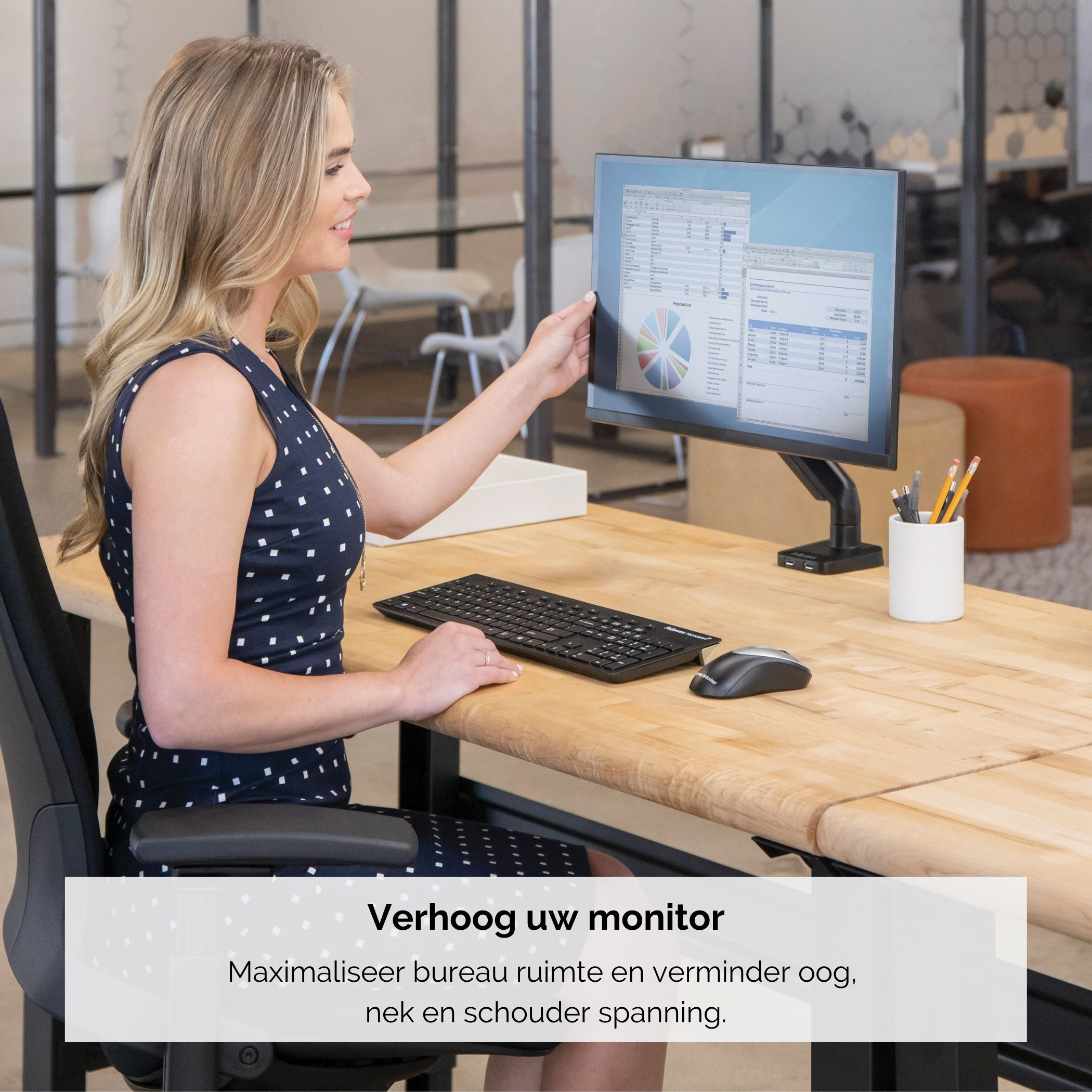 Fellowes Platinum Monitor Arm - Befestigungskit für Monitor (einstellbarer Arm), Ansicht 4
