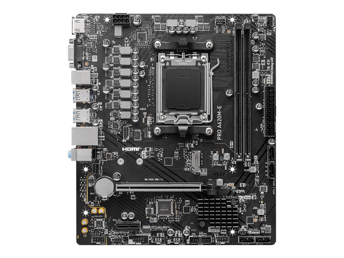 MSI PRO A620M-E - Motherboard - micro ATX - Socket AM5 - AMD A620 Chipsatz - USB 3.2 Gen 1 - Gigabit LAN - Onboard-Grafi