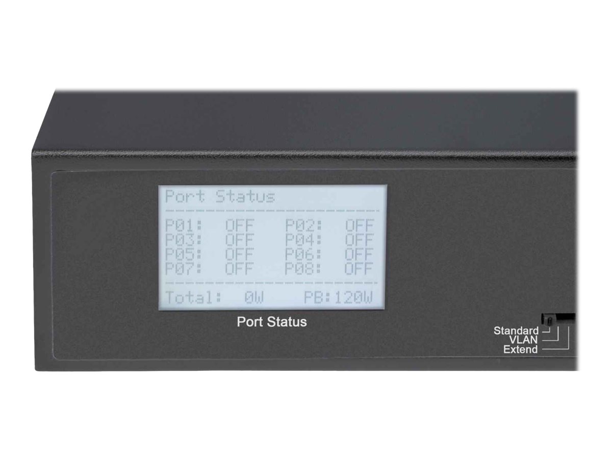 Intellinet 8-Port Gigabit Ethernet PoE+ Switch with 2 RJ45 Gigabit Uplink Ports and LCD Screen LCD Display IEEE 802.3ataf Power over Ethernet (PoE+PoE)