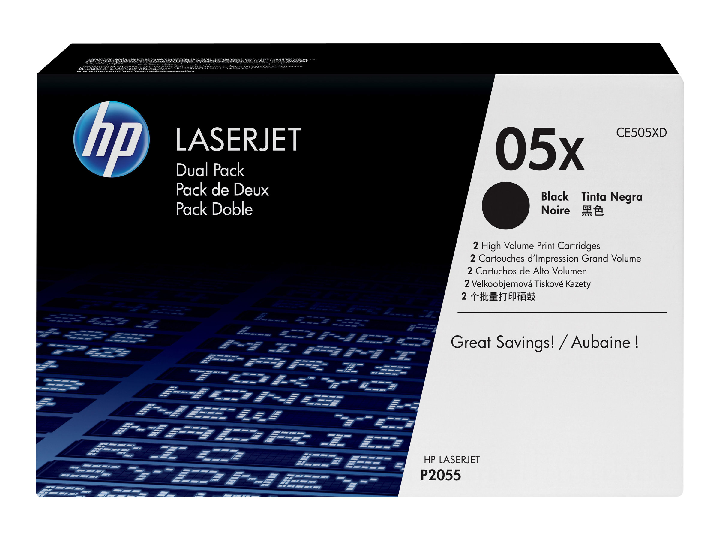HP 05X - 2er-Pack - Hohe Ergiebigkeit - Schwarz - original - LaserJet - Tonerpatrone (CE505XD)
