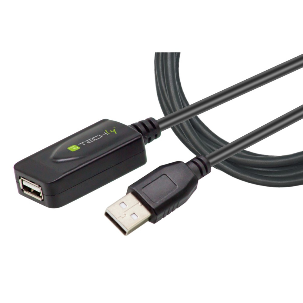 Techly IUSB-REP20TY - 5 m - USB A - USB A - USB 2.0 - 480 Mbit/s - Schwarz, Ansicht 2