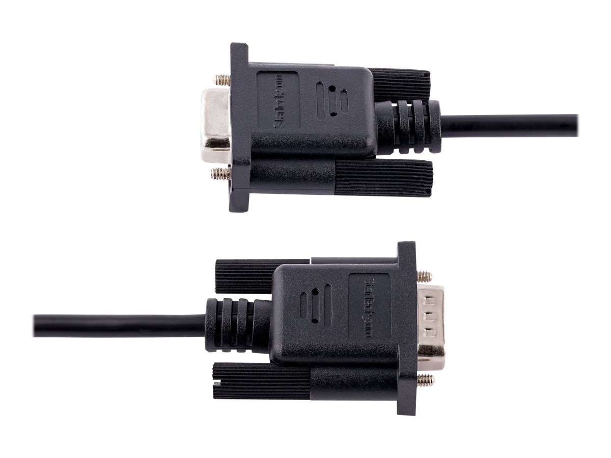 StarTech.com 3m RS232 Serial Null Modem Cable Crossover Serial Cable wAl-Mylar Shielding DB9 Serial COM Port Cable Female to Male Compatible wDTE Devices - Tool-Less Design wThumbscrews Black FM (9FMNM-3M-RS232-CABLE)