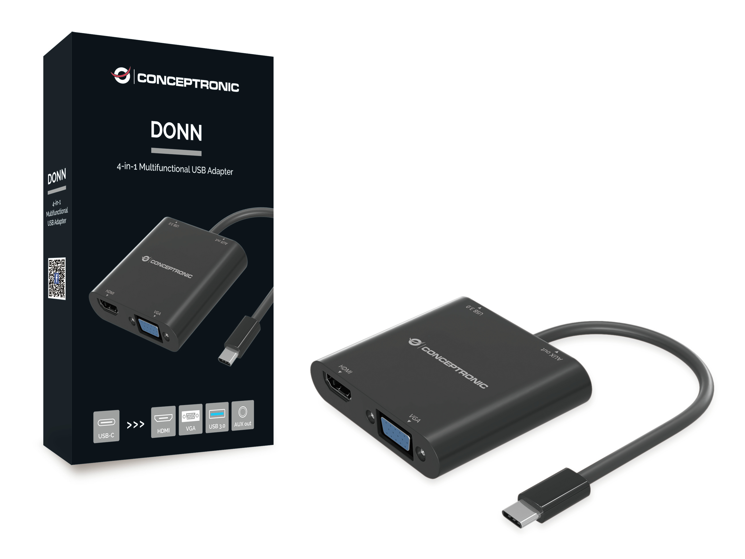 Conceptronic DONN09B - Dockingstation - USB-C
