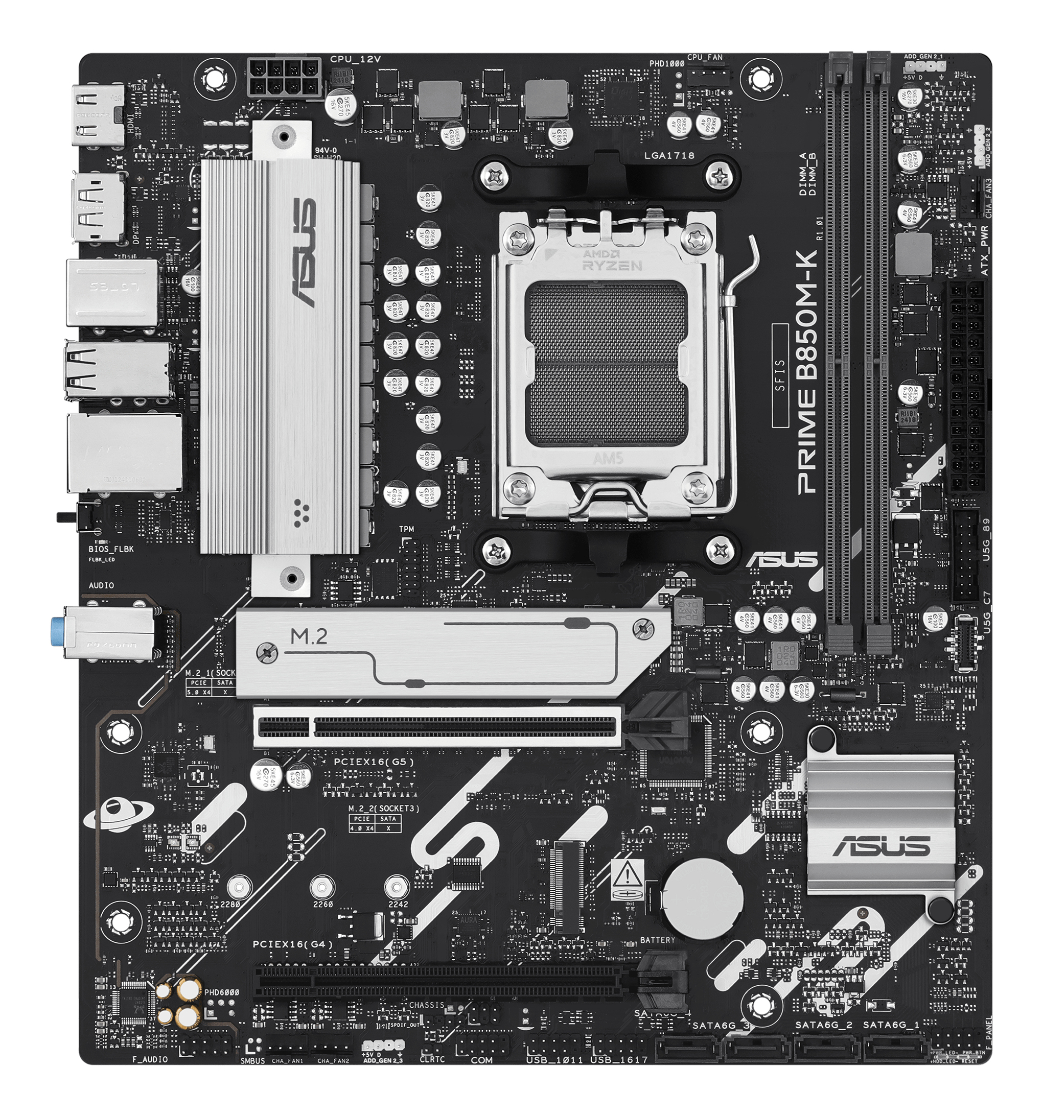 ASUS PRIME B850M-K - Motherboard - micro ATX - Socket AM5 - AMD B850 Chipsatz - 2.5 Gigabit LAN, Ansicht 4