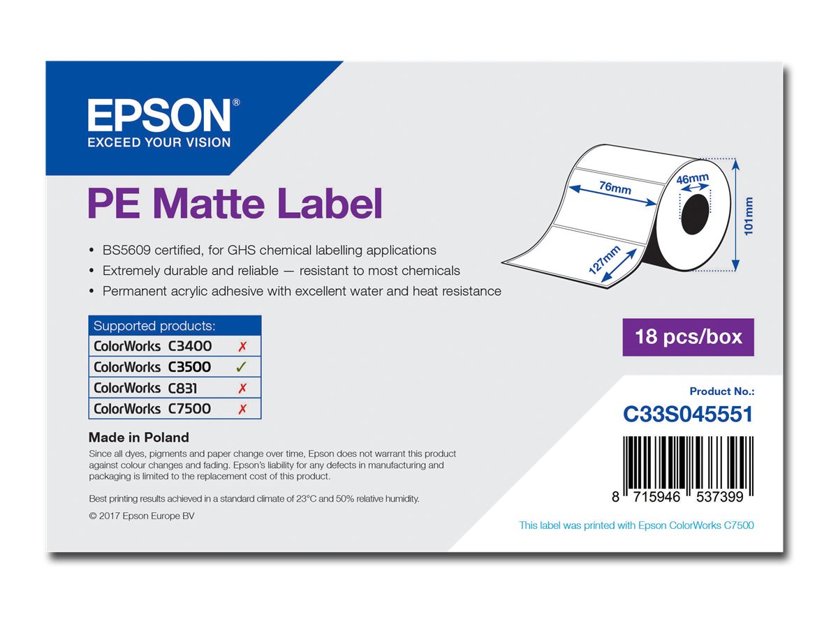 Epson Etikettenrolle, Kunststoff, 76x127mm