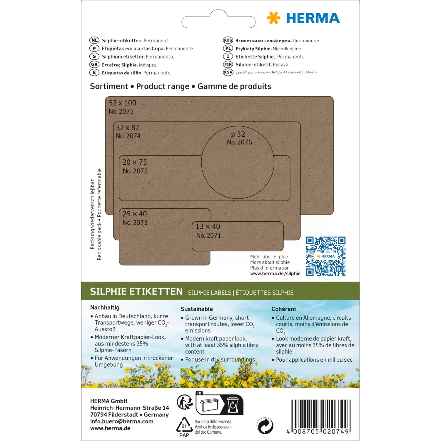 HERMA Büropackung Vielzwecketiketten Silphie 52x82mm - Etiketten/Beschriftungsbänder - 158 g/m², Ansicht 2