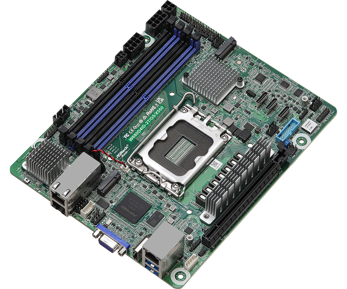 ASRock Rack W680D4ID-2T/G5/X550 - Motherboard - Deep Mini-IT - LGA1700-Sockel - W680 Chipsatz, Ansicht 2