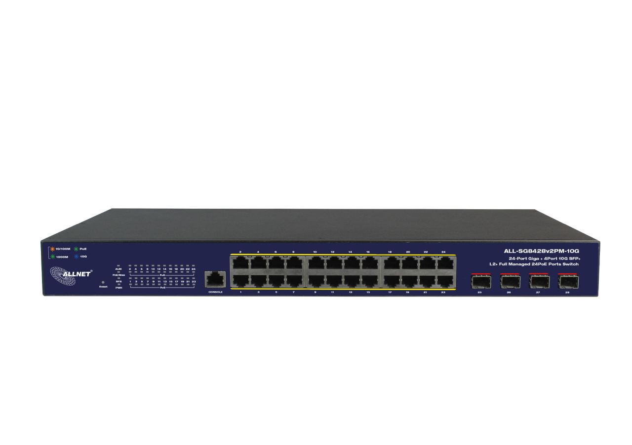 ALLNET Switch smart managed Layer2• 24x 1 GbE• PoE Budget 400W• 4x - Switch - 128 Gbps, Ansicht 2