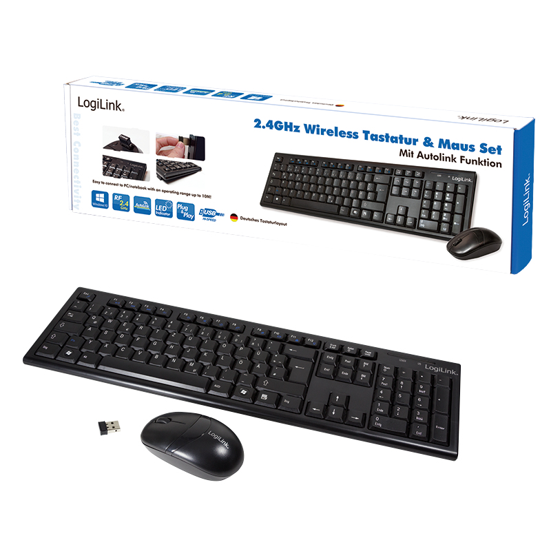 LogiLink Combo Set with Autolink - Tastatur-und-Maus-Set - TL: Deutsch, QWERTZ, Ansicht 3