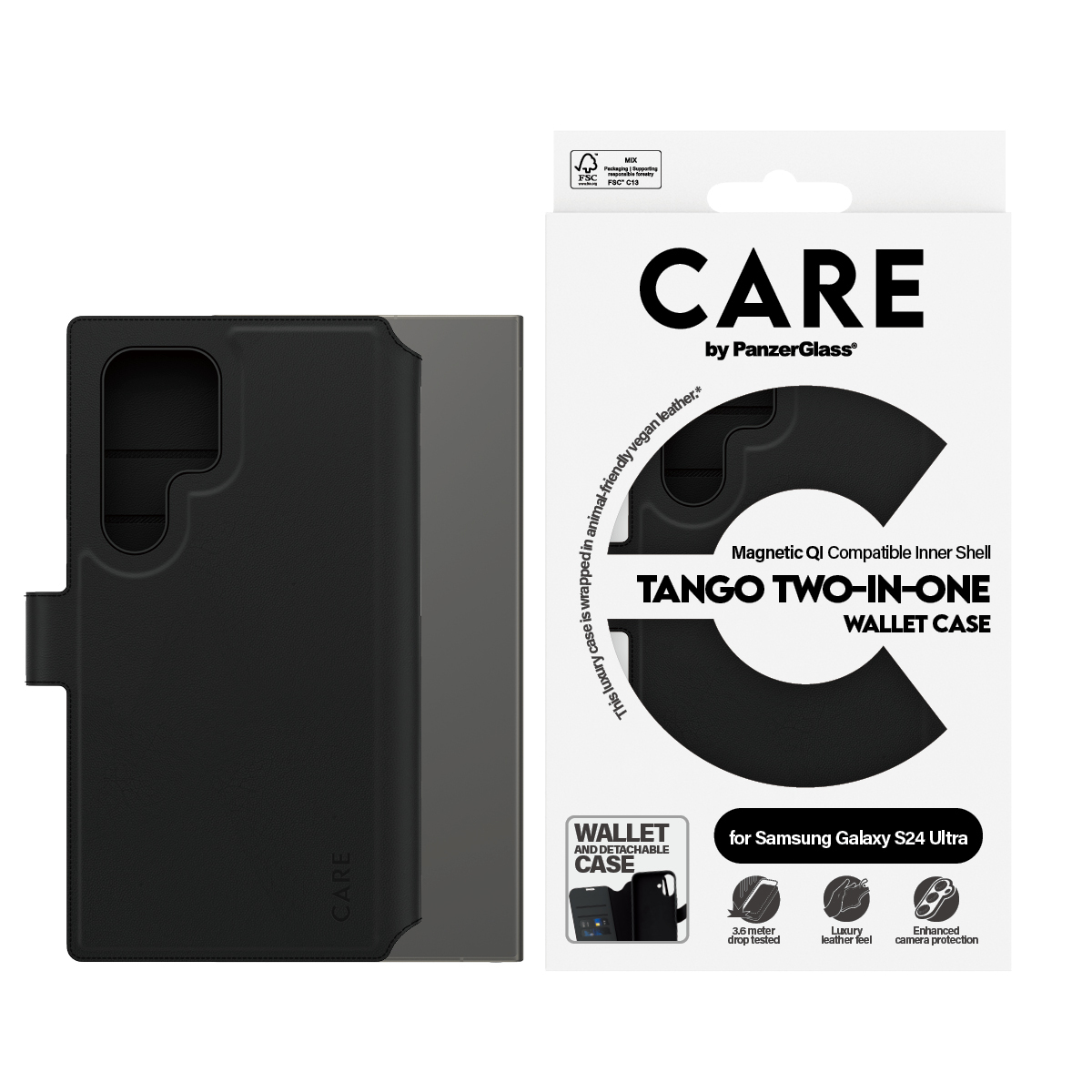 PanzerGlass CARE by PanzerGlass Tango - Flip-Hülle für Samsung Galaxy S24 Ultra - 2-in-1 Geldbörse, Ansicht 4