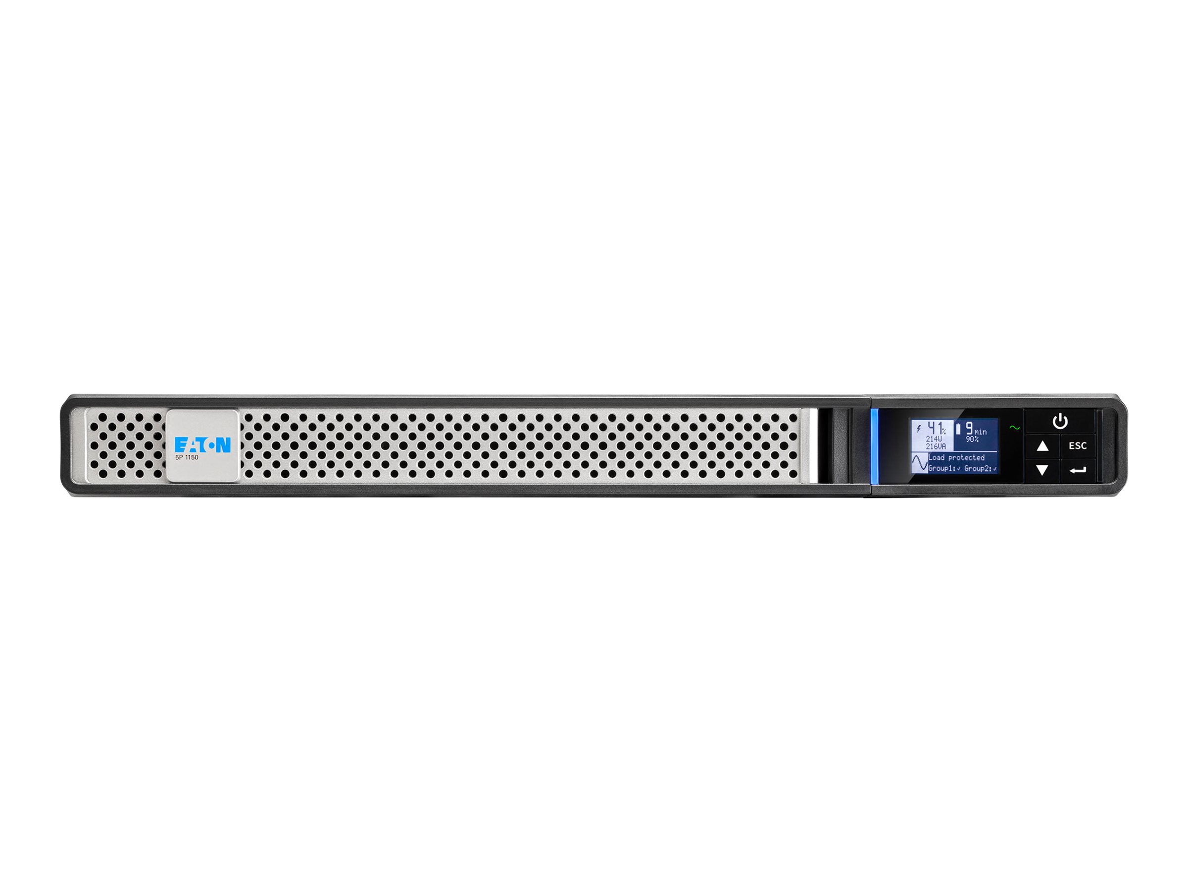 Eaton 5P 1150iR - Gen 2 - USV (Rack - einbaufähig) - Wechselstrom 200/208/220/230/240 V - 920 Watt - 1150 VA - 1-phasig - 9 Ah - RS-232, USB - Ausgangsanschlüsse: 6 - 1U - 48.3 cm (19")