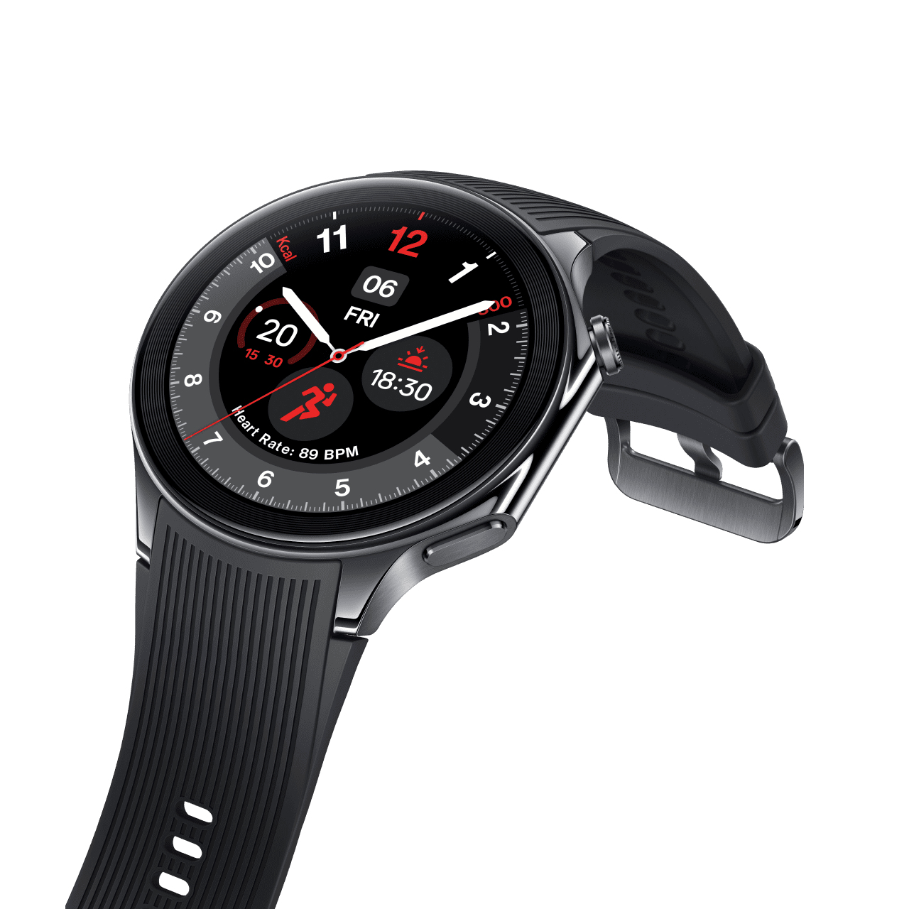OnePlus Watch 2 - 46 mm - intelligente Uhr mit Riemen - Flouroelastomer - Handgelenkgröße: 140-210 mm - Anzeige 3.63 cm, Ansicht 4