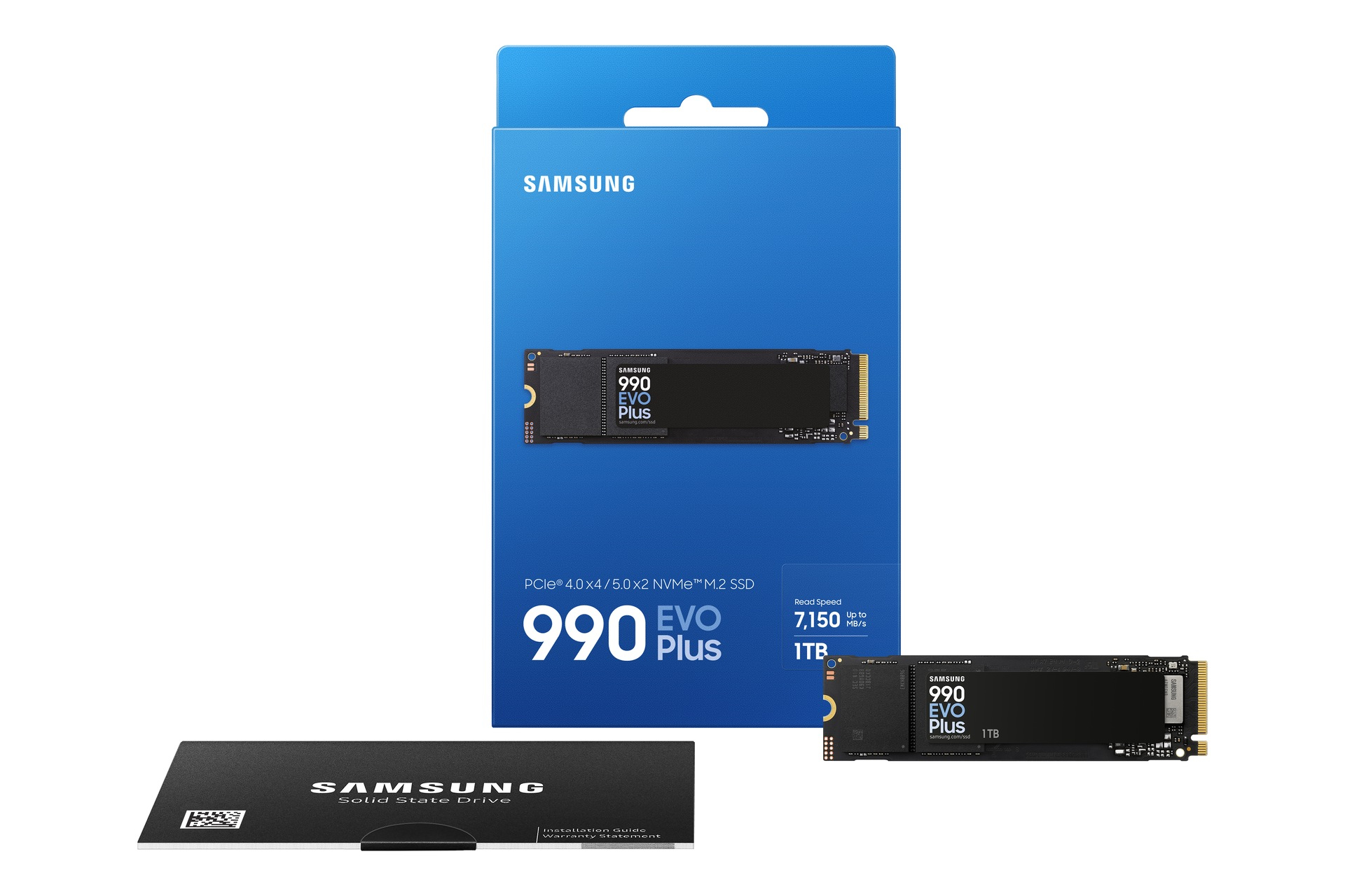 Samsung 990 EVO Plus MZ-V9S1T0 - SSD - verschlüsselt - 1 TB - intern - M.2 2280 - PCIe 5.0 x2 (NVMe), Ansicht 3