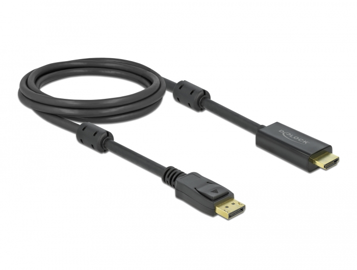 Delock Aktives DisplayPort 1.2 zu HDMI Kabel 4K 60 Hz 2 m, 2 m, HDMI Typ A (Standard), DisplayPort, Männlich, Männlich, Gerade