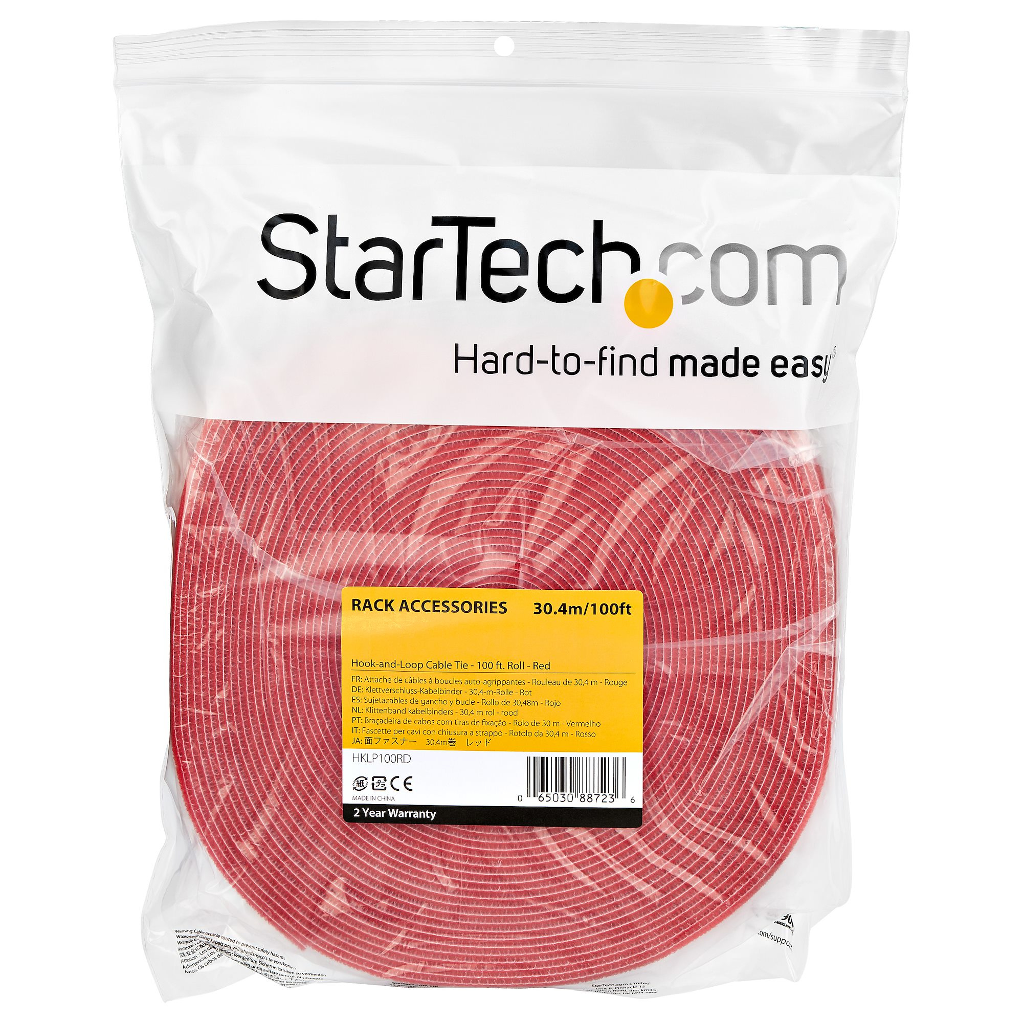 StarTech.com HKLP100RD Klettkabelbinder (30,4m, frei zuschneidbar & wiederverwendbar), Ansicht 2