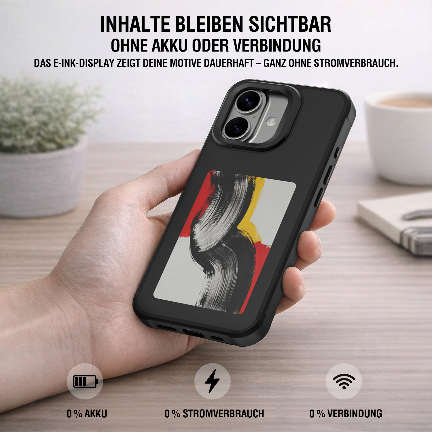 4smarts E-Ink Cover NFC-Display iPhone 17 Qi2 ready - black, Ansicht 2