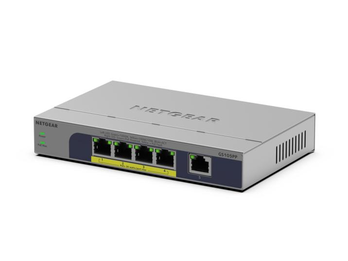 Netgear GS105PP - Switch - unmanaged - 1 x 10/100/1000 + 4 x 10/100/1000 (PoE+), Ansicht 4
