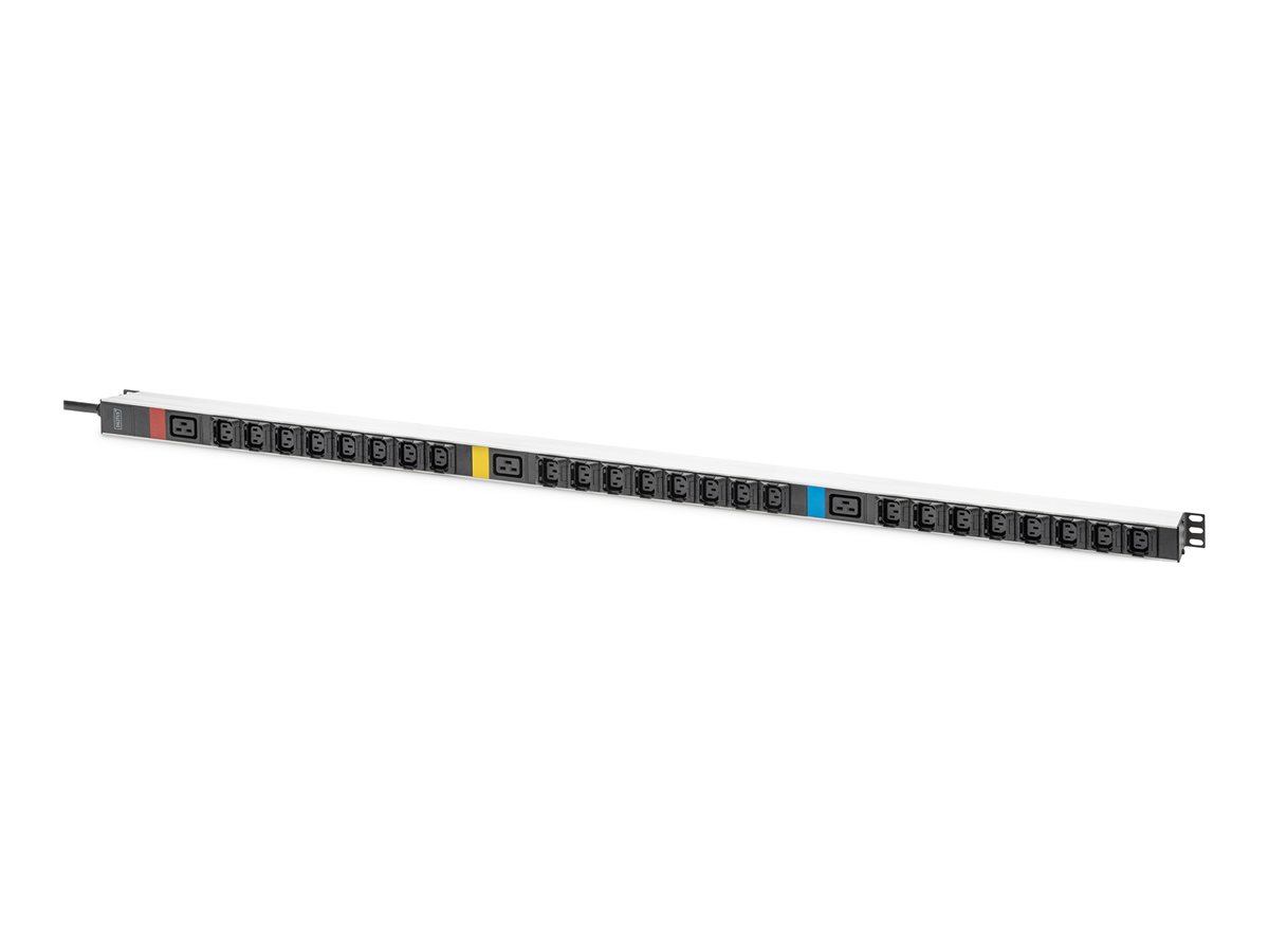 DIGITUS Basis IT PDU, 3-phasig 16A, 24 x C13, 3 x C19, 3 m Zuleitung, IEC 60309 16 A Stecker