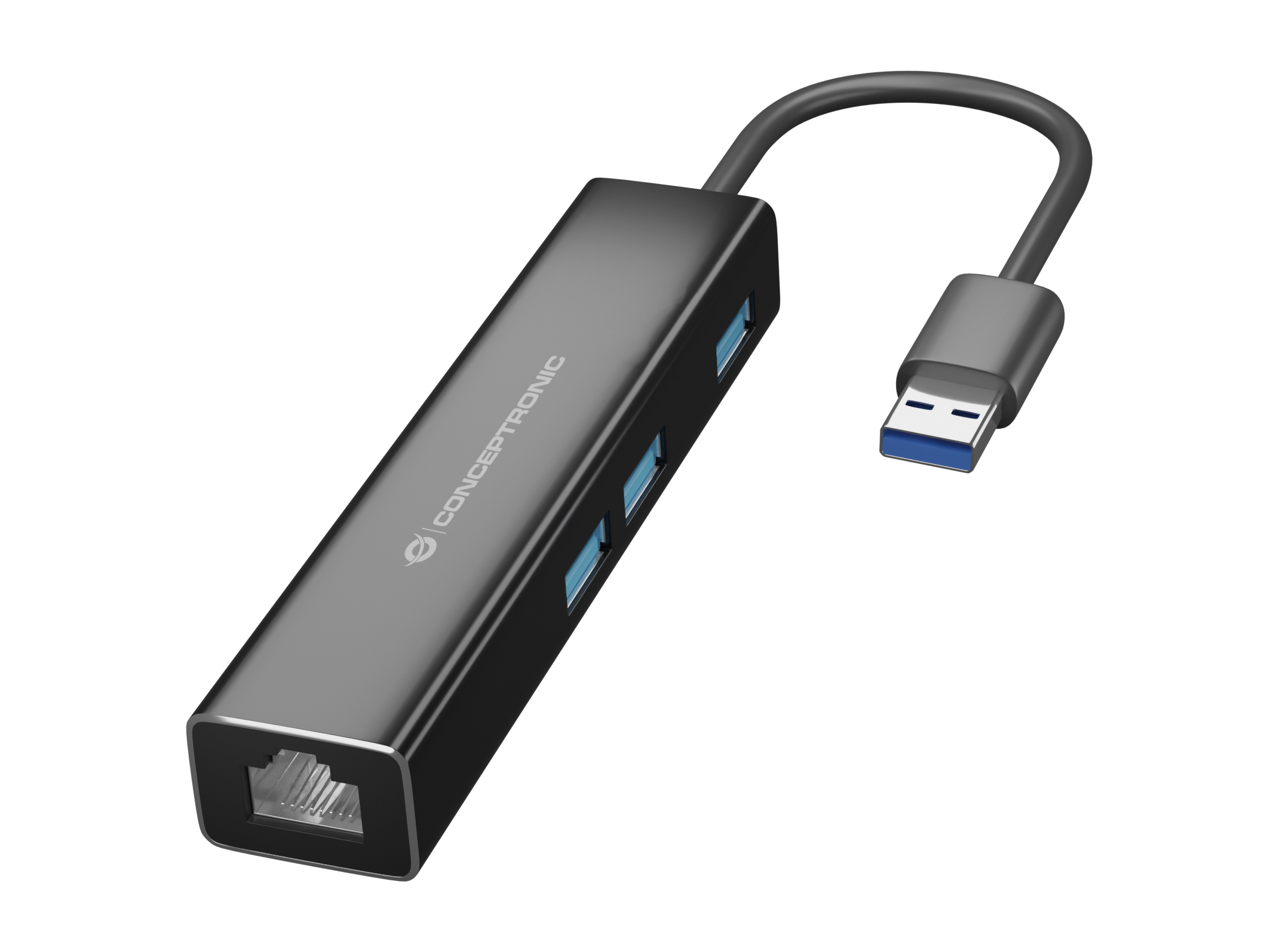 Conceptronic DONN07BA - Hub - 3 x SuperSpeed USB 3.0 + 1 x 10/100/1000, Ansicht 3