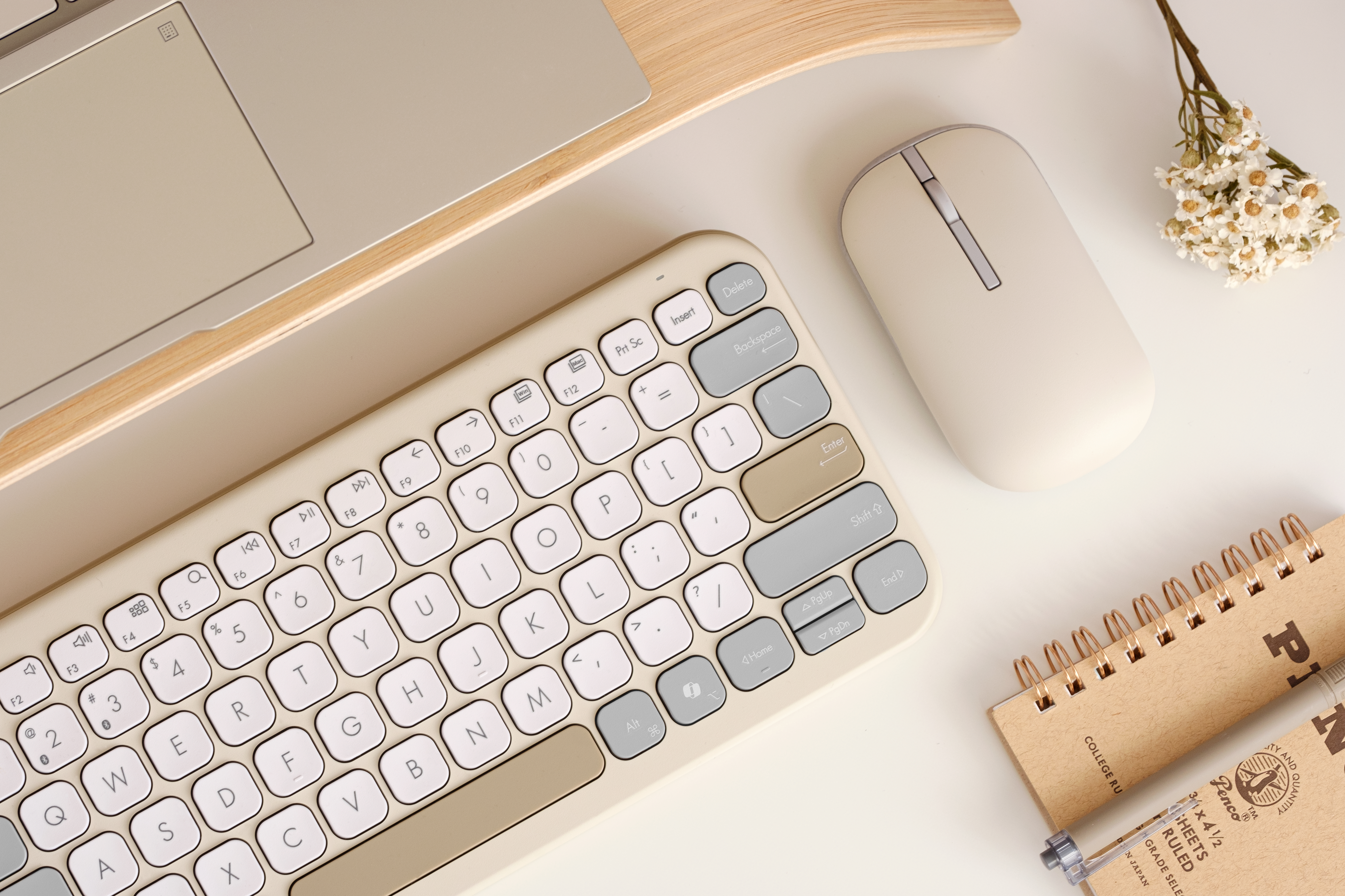 ASUS Kw100 Tastatur beige - Tastatur - TL: Deutsch, QWERTZ, Ansicht 2