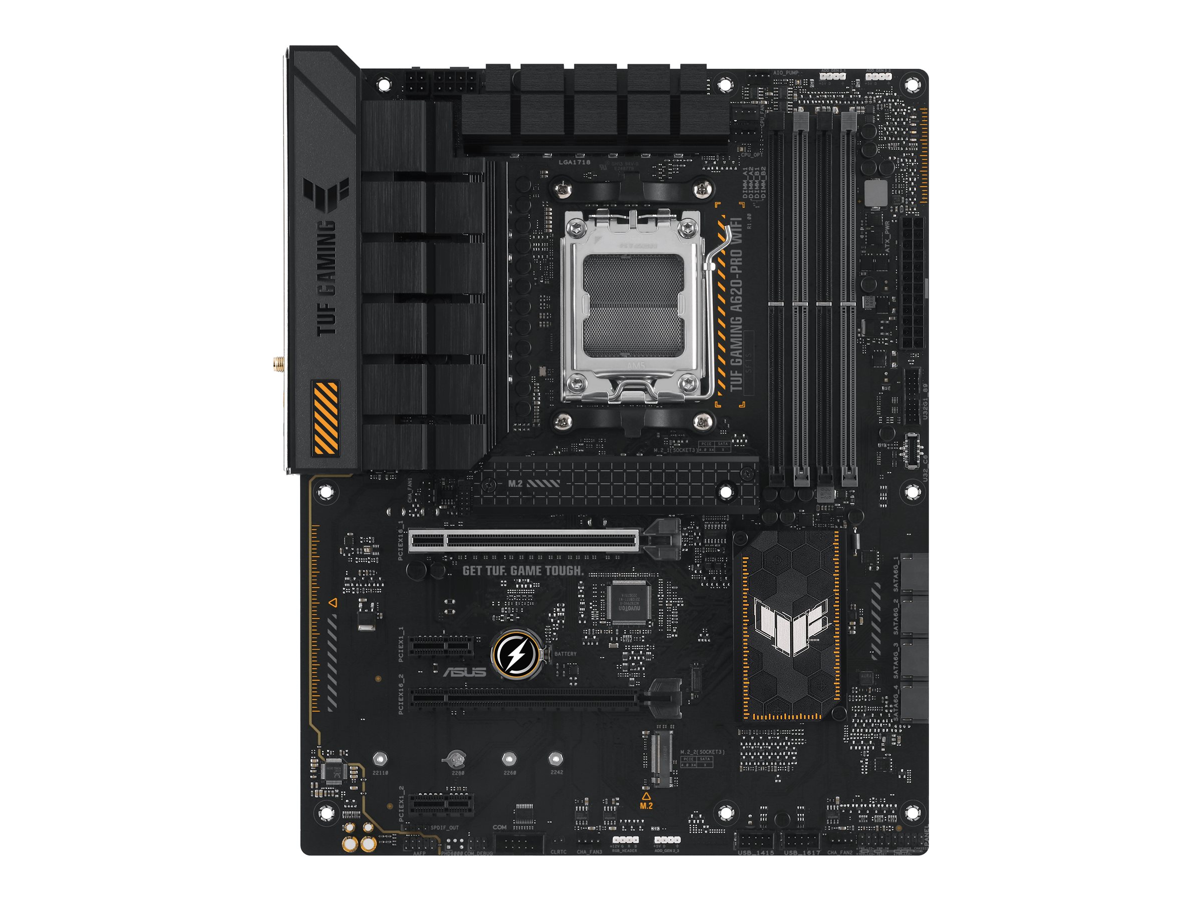 ASUS TUF GAMING A620-PRO WIFI - Motherboard - ATX - Socket AM5 - AMD A620 Chipsatz - USB 3.1 Gen 1 USB-C 3.2 Gen 1 - 2.5 Gigabit LAN Wi-Fi 6 Bluetooth - Onboard-Grafik (CPU erforderlich)