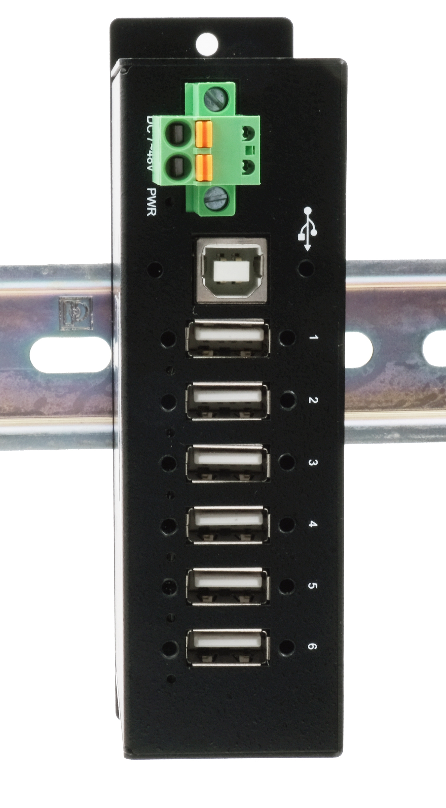 Exsys EX-1596HMVS - Hub - 6 x USB 2.0 - an DIN-Schiene, Ansicht 2