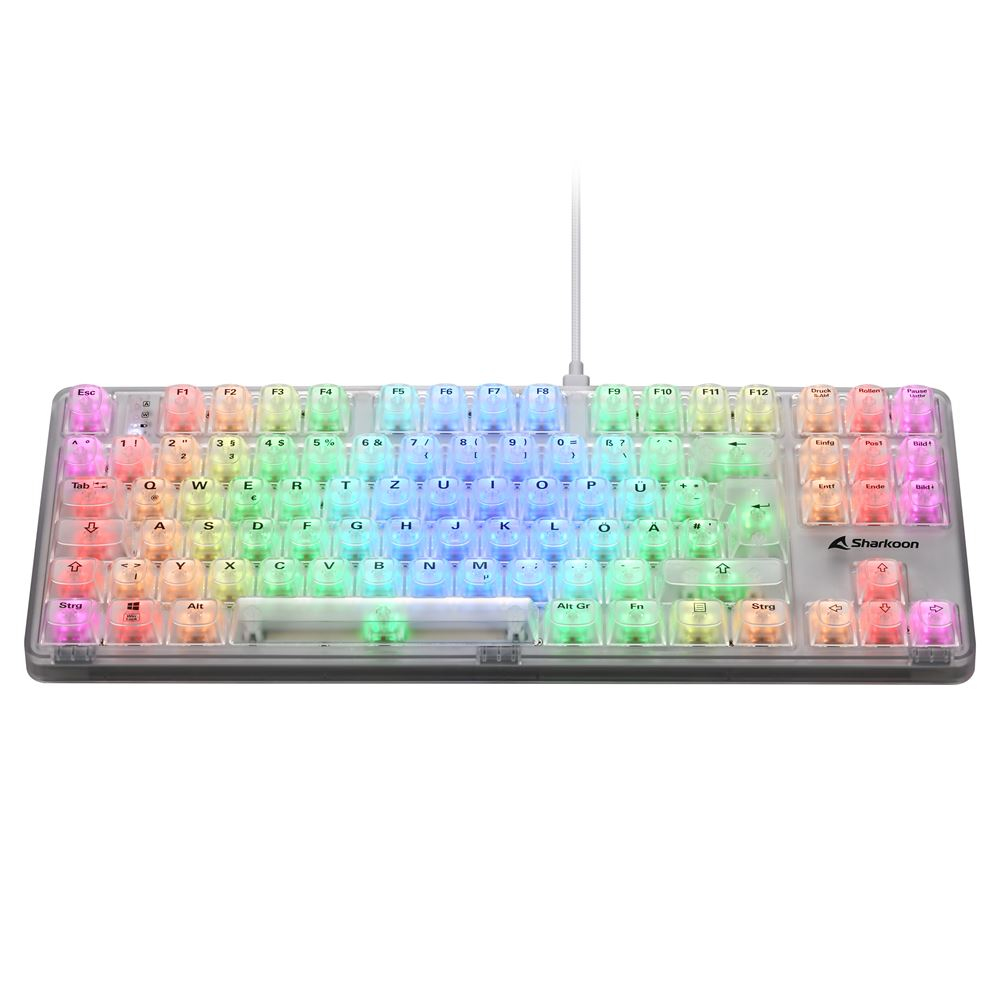 Sharkoon Gaming Tastatur Crystal Shark weiß - TL: Deutsch, QWERTZ, Ansicht 4