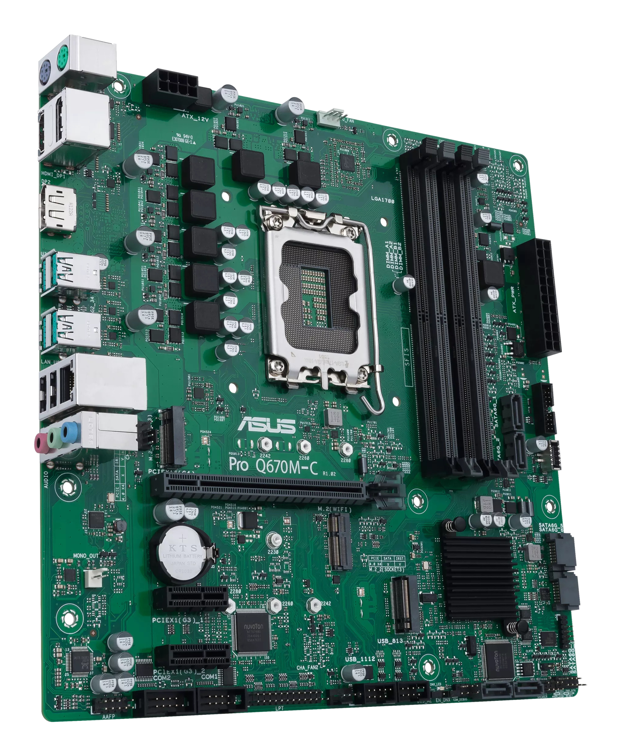 ASUS MB ASUS Intel 1700 PRO Q670M-C-CSM - M-ATX - 4xD5 4800, Ansicht 4