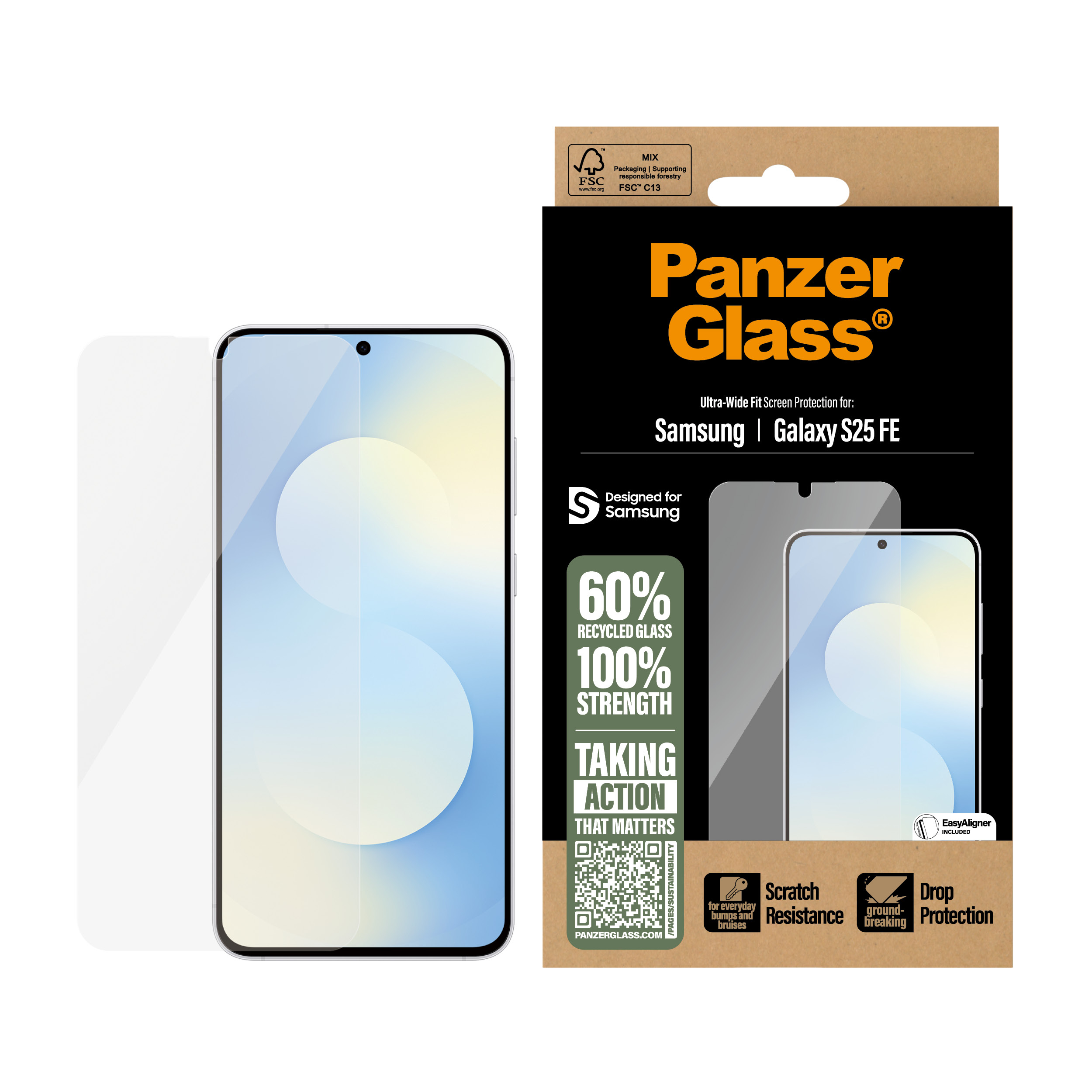 PanzerGlass Displayschutz Samsung Galaxy S25 FE| Ultra-Wide Fit m. EasyAligner, Ansicht 2