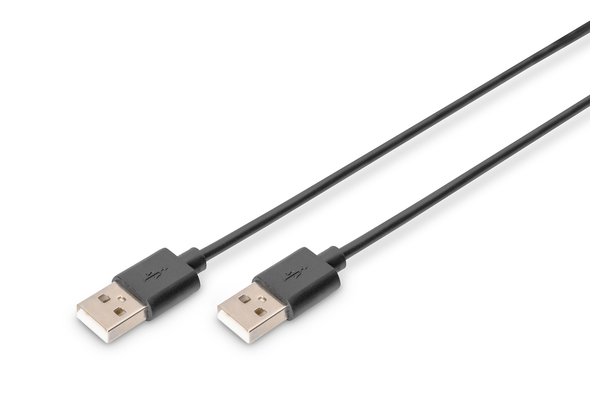 DIGITUS USB 2.0 Anschlusskabel, 3 m, USB A, USB A, USB 2.0, Männlich/Männlich, Schwarz