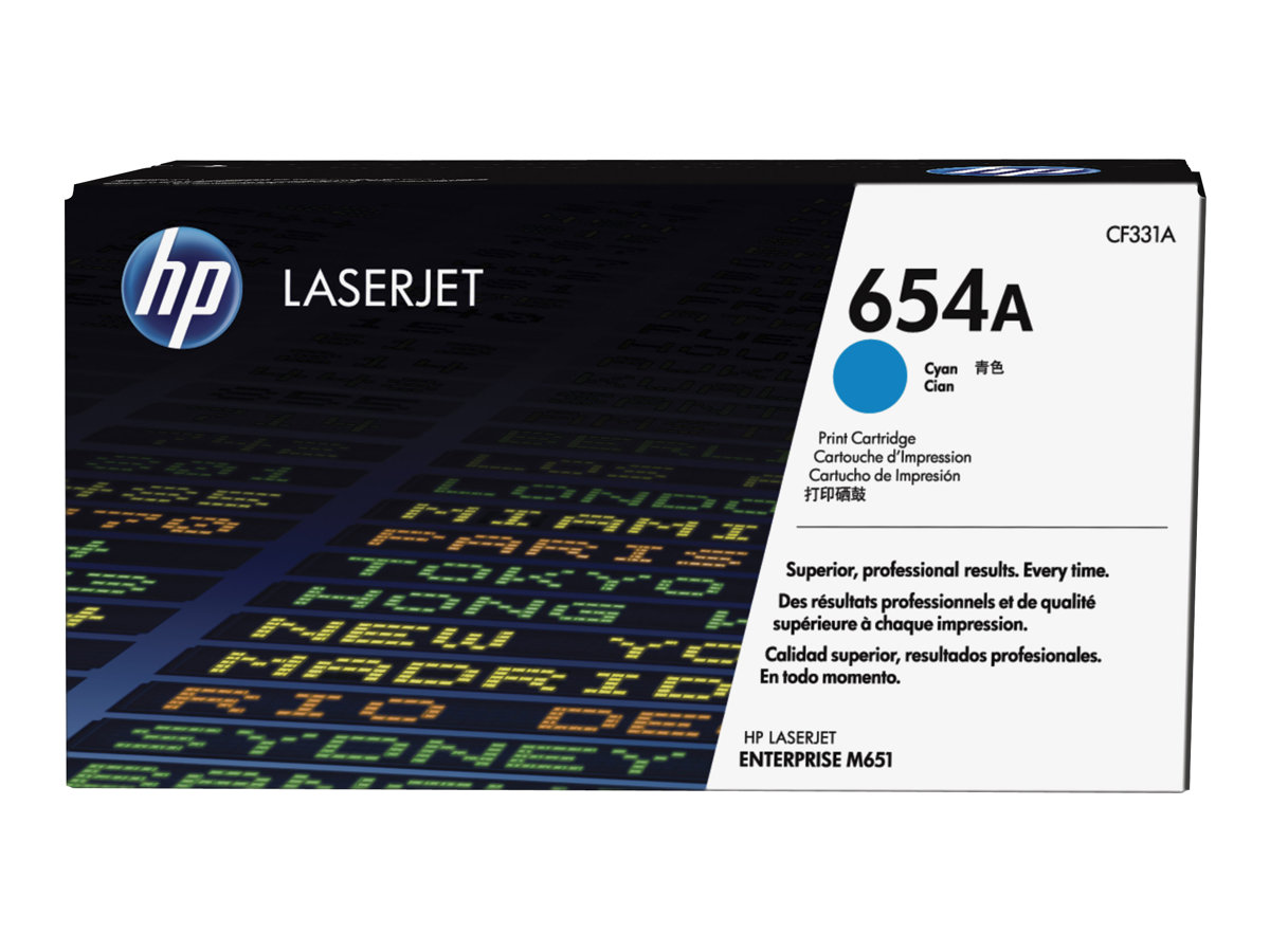 HP 654A - Cyan - original - LaserJet - Tonerpatrone (CF331A) - für Color LaserJet Enterprise M651dn, M651n, M651xh; Color LaserJet Managed M651dnm, M651xhm