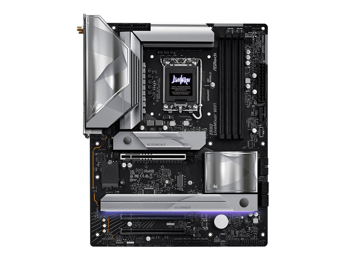 ASRock Z890 LiveMixer WiFi - Motherboard - ATX - LGA1851-Sockel - Z890 Chipsatz - USB4 USB 3.2 Gen 2x2 USB 3.2 Gen 2 USB 3.2 Gen 1 - 2.5 Gigabit LAN Wi-Fi 7 Bluetooth - Onboard-Grafik (CPU erforderlich)