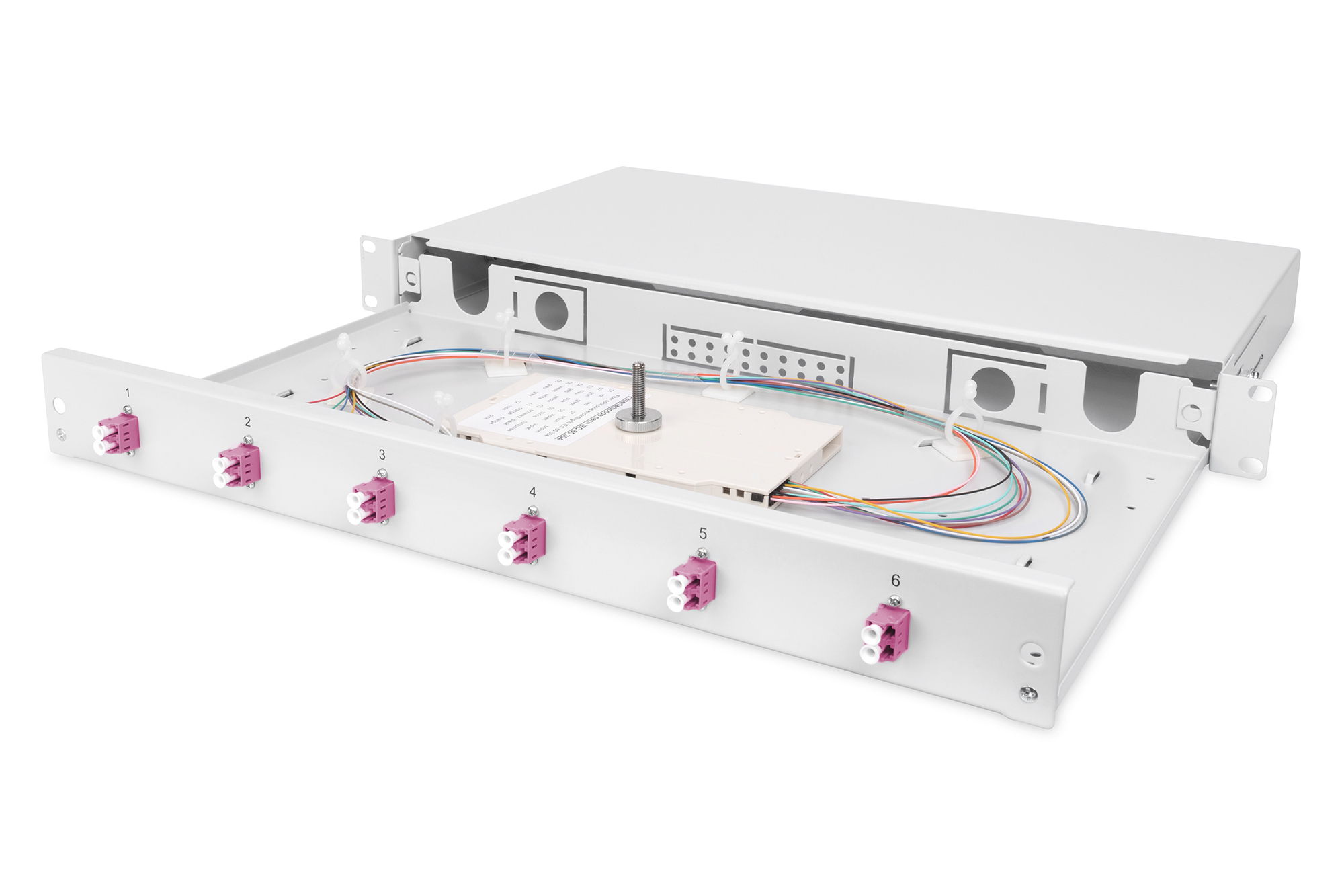 DIGITUS LWL Spleißbox, 1HE, bestückt, LC, OM4, Ansicht 2