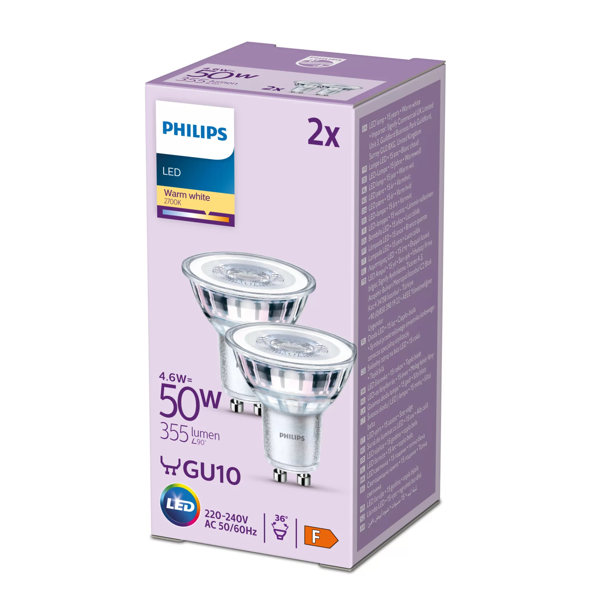 Philips LED-Spot-Glühbirne - klar Finish - GU10 - 4.6 W (Entsprechung 50 W), Ansicht 2
