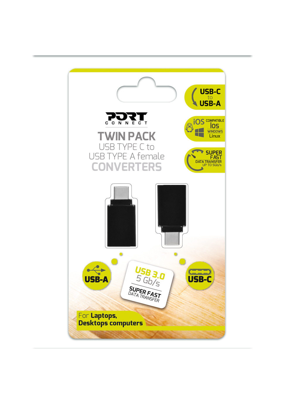 PORT Designs PORT Connect - USB-Adapter - USB Typ A (W) zu 24 pin USB-C (M), Ansicht 2