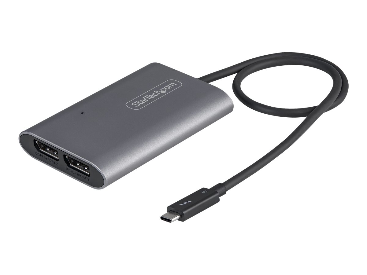 StarTech.com Thunderbolt 3 auf Dual DisplayPort Adapter DP 1.4 - Dual 4K 60Hz oder Single 8K/5K TB3 zu DP Adapter - Mac/Windows - USB/DisplayPort-Adapter - USB-C (M) zu DisplayPort (W) - Thunderbolt 3 / DisplayPort 1.4