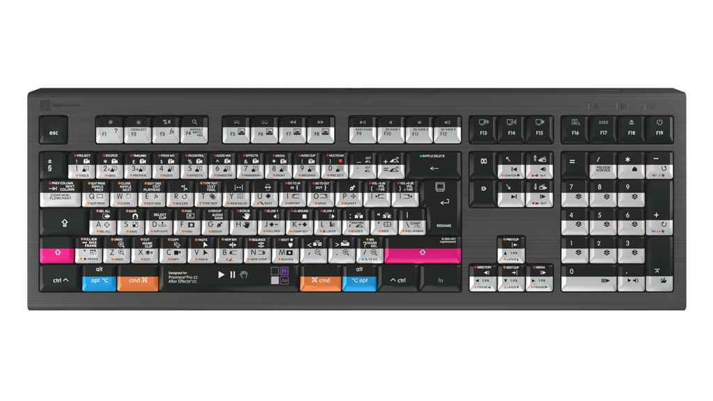 Logickeyboard Adobe Filmmaker - Premiere Pro & After Effects Astra 2 - TL: UK, QWERTY, Ansicht 3