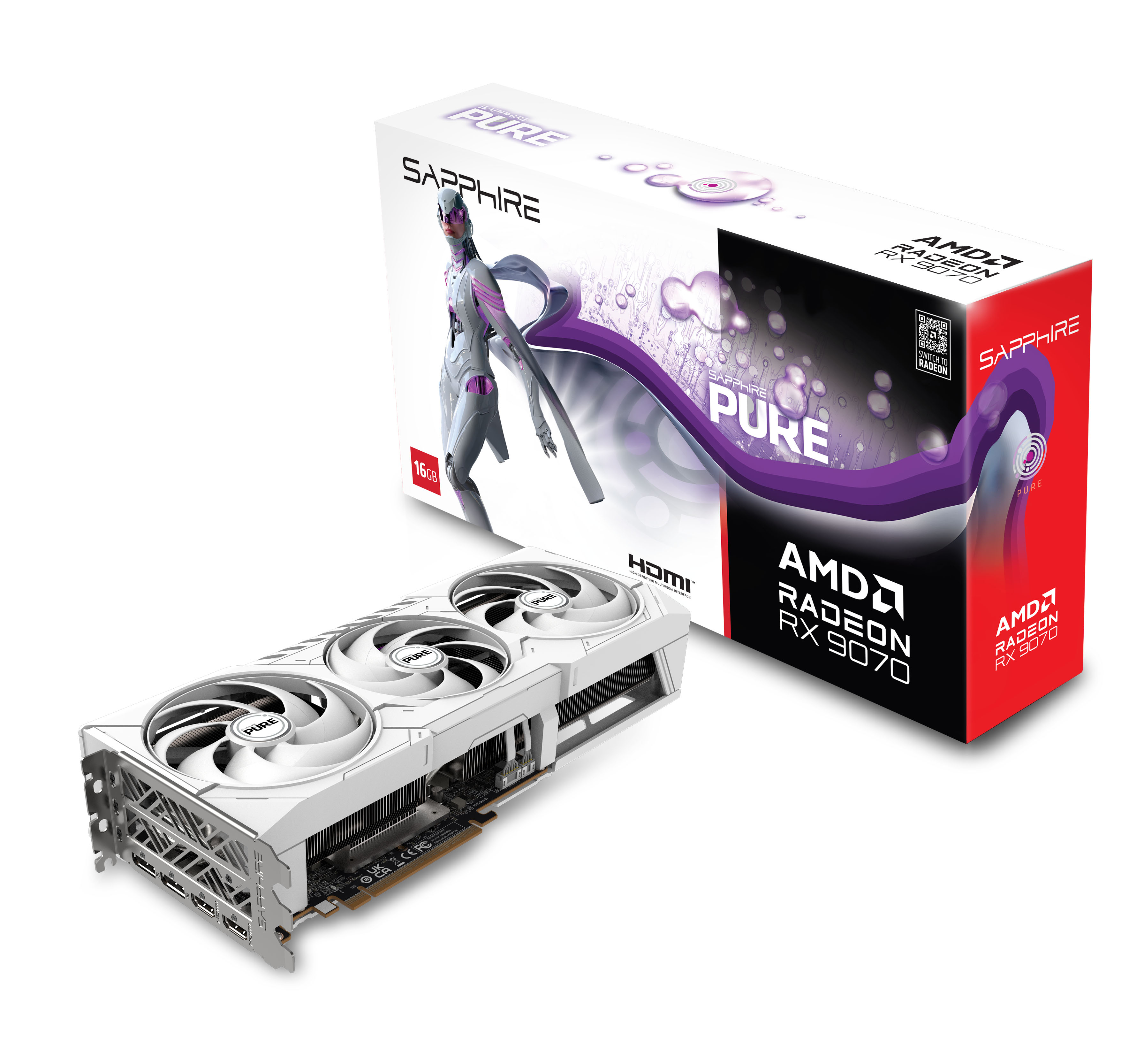 Sapphire Pure Radeon RX 9070 AMD 16 GB GDDR6 - Grafikkarte - 16.384 MB, Ansicht 3