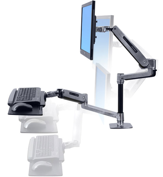 Ergotron WorkFit-LX Sit-Stand Desk Mount System - Befestigungskit (Tablett, Spannbefestigung für Tisch, Ansicht 2