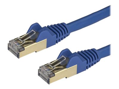 StarTech.com 50cm CAT6A Ethernet Cable, 10 Gigabit Shielded Snagless RJ45 100W PoE Patch Cord, CAT 6A 10GbE STP Network Cable w/Strain Relief, Blue, UL Certified Wiring/TIA - Category 6A - 26AWG (6ASPAT50CMBL)
