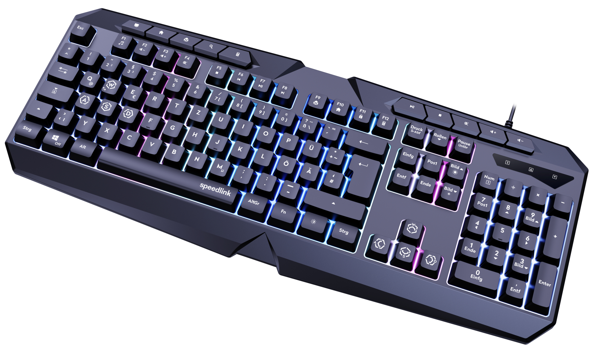 SPEEDLINK LUDICIUM RGB Rainbow Gaming Tastatur schwarz - Tastatur - TL: Deutsch, QWERTZ, Ansicht 4