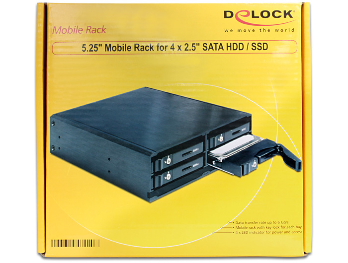 Delock 5.25 Mobile Rack for 4 x 2.5? SATA HDD / SSD - Gehäuse für Speicherlaufwerke mit Lüfter - 2.5 (6.4 cm), Ansicht 2