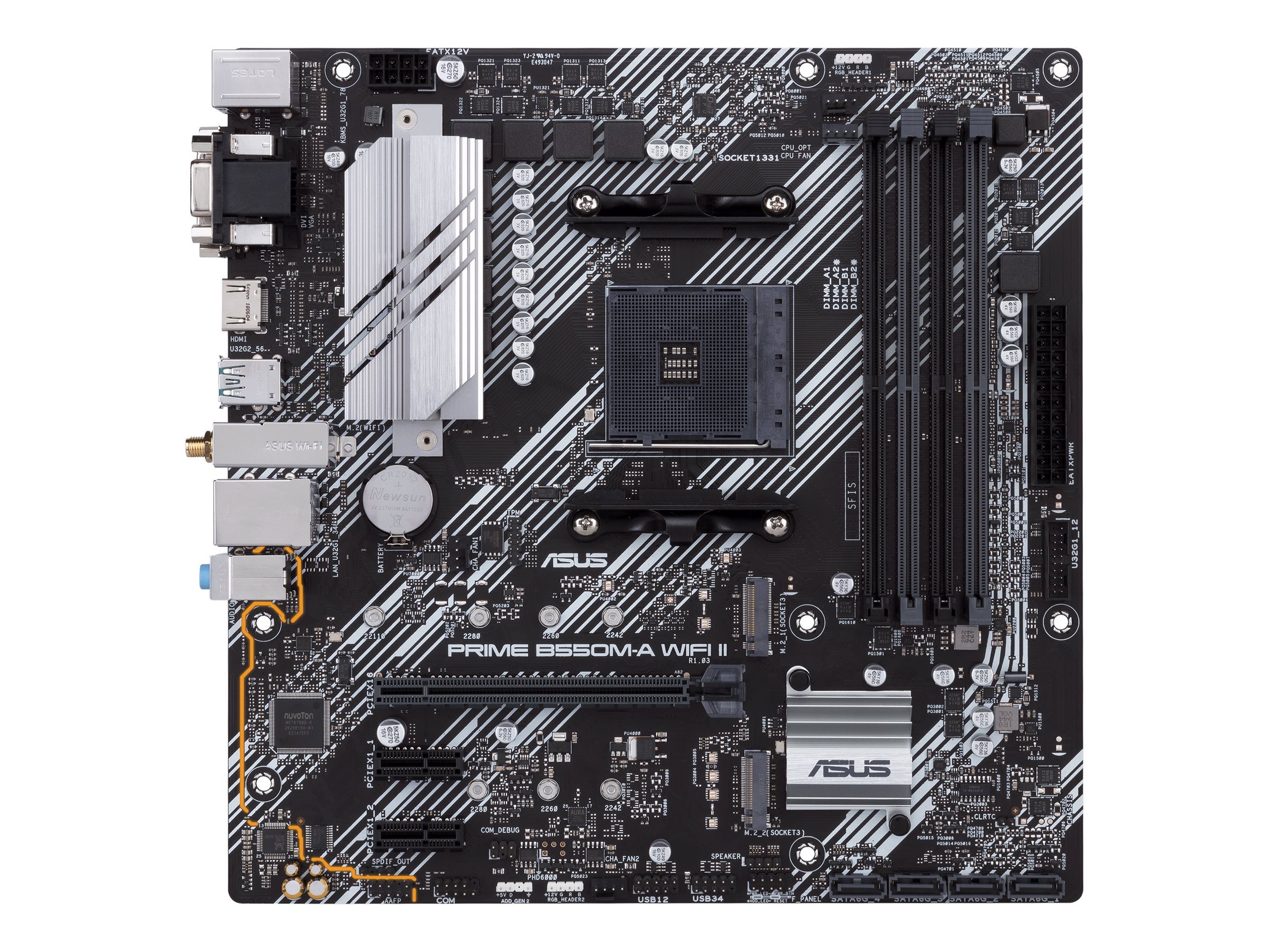 ASUS PRIME B550M-A WIFI II - Motherboard - micro ATX - Socket AM4 - AMD B550 Chipsatz - USB 3.2 Gen 1, USB 3.2 Gen 2 - Gigabit LAN, Wi-Fi 6, Bluetooth - Onboard-Grafik (CPU erforderlich)