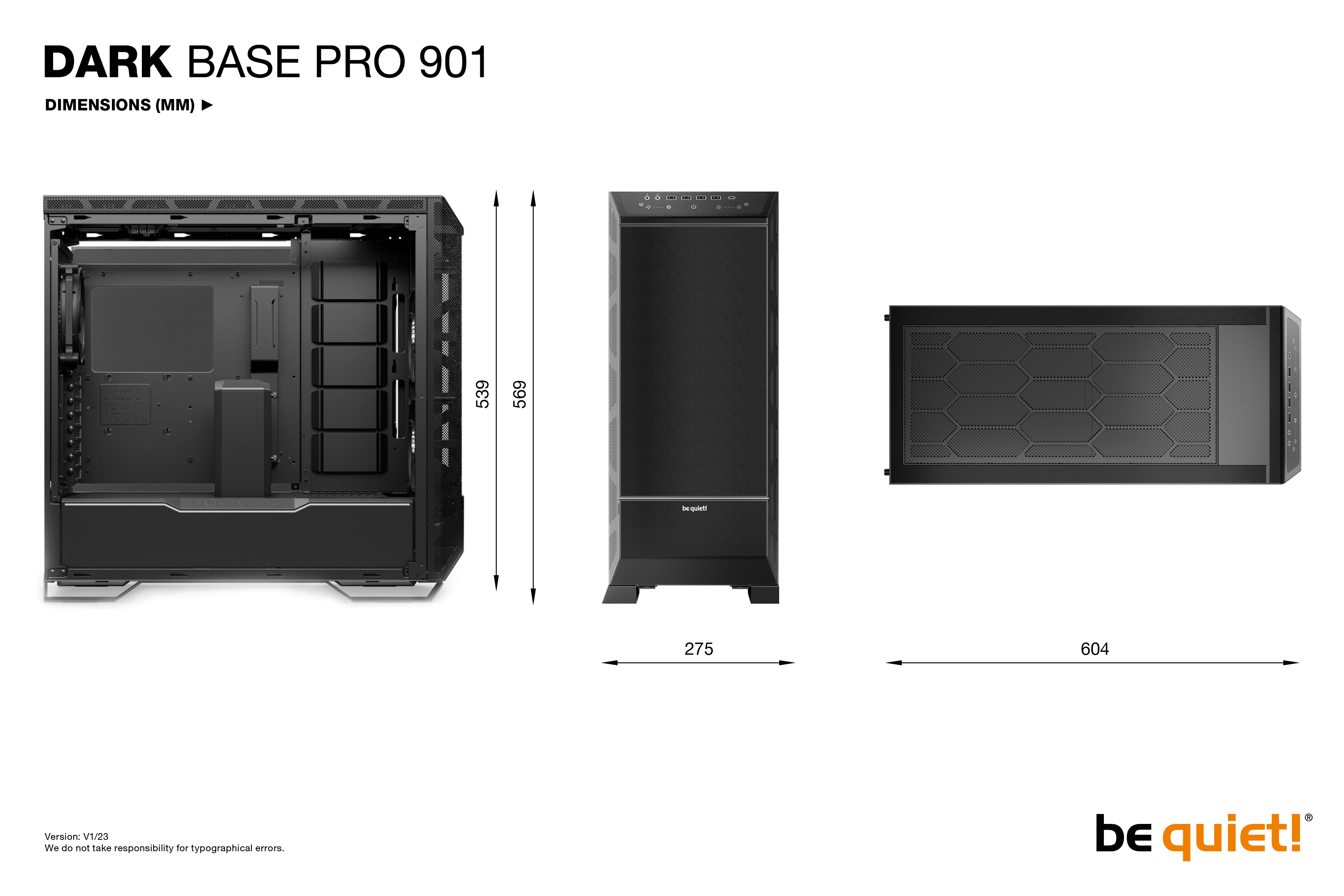Be Quiet! Dark Base Pro 901 - FT - ATX - Seitenteil mit Fenster (gehärtetes Glas), Ansicht 2