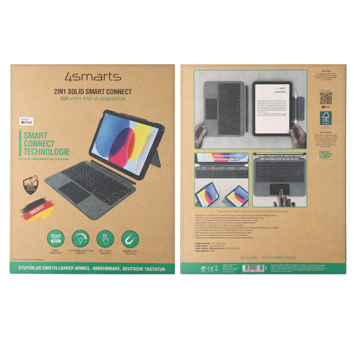 4smarts Tastatur Case 2in1 Solid Smart Connect für Apple iPad 10. Gen, Ansicht 4