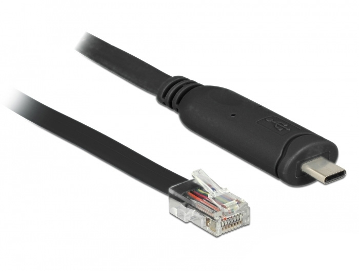 Delock 63912, Schwarz, 2 m, USB Typ-C, RJ45, Männlich, Männlich