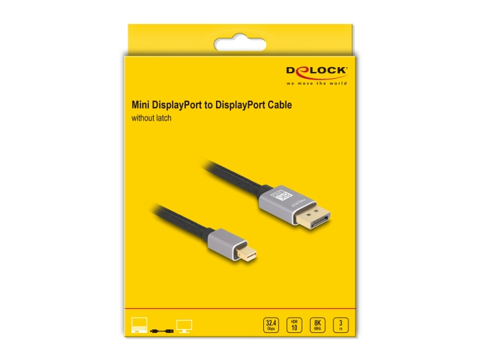 Delock Mini DisplayPort zu 8K 60 Hz 3 m grau - Kabel - Digital/Display/Video, Ansicht 3